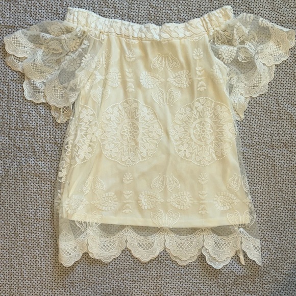 Umgee Cream Off-shoulder Lace Tunic Top - Picture 8 of 8
